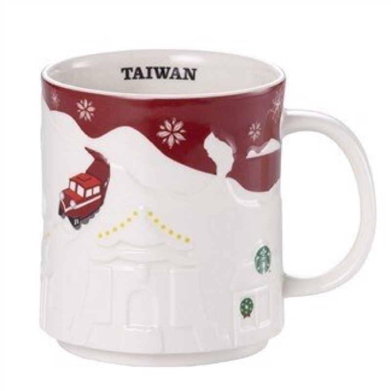 Starbucks 星巴克 2014 耶誕限定紅色浮雕台灣馬克杯 城市杯