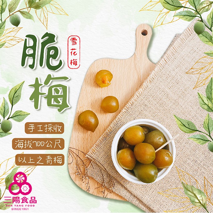 【三陽食品】脆梅 雪花梅 (純素蜜餞) 320g 古早味 梅子 大顆青梅 蝦皮代開發票