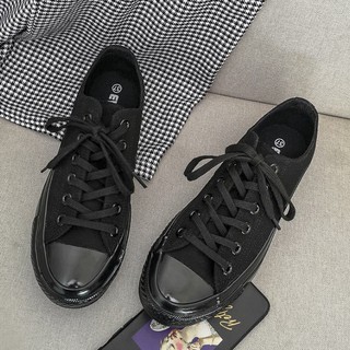 X-INGCHI 男女款全黑低筒帆布鞋-NO.X0180
