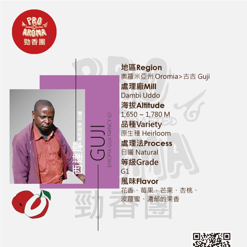勁香團-西達摩 南熙甜果 日曬 ETHIOPIA GUJI NANCY G1(此商品為生豆,需要經過烘培)