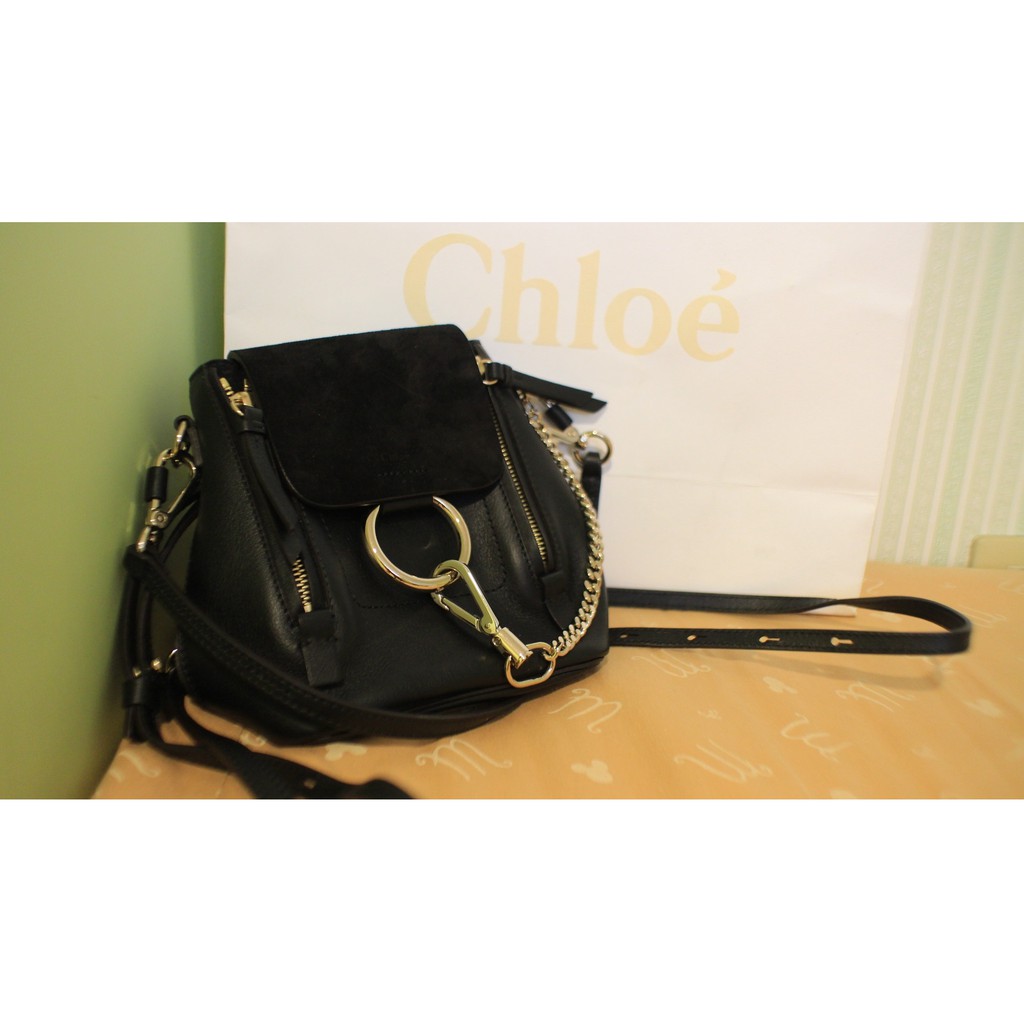 CHLOE Faye Backpack mini三用後背包/肩背包/手提包/雙肩包專櫃名牌正品包包/小牛皮和麂皮拼接材質