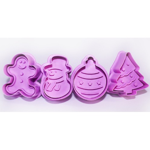 現貨!!!~聖誕節餅乾模 3D 彈簧餅乾壓模 4件組 DIY 自製 餅乾模具 烘焙 翻糖 工具