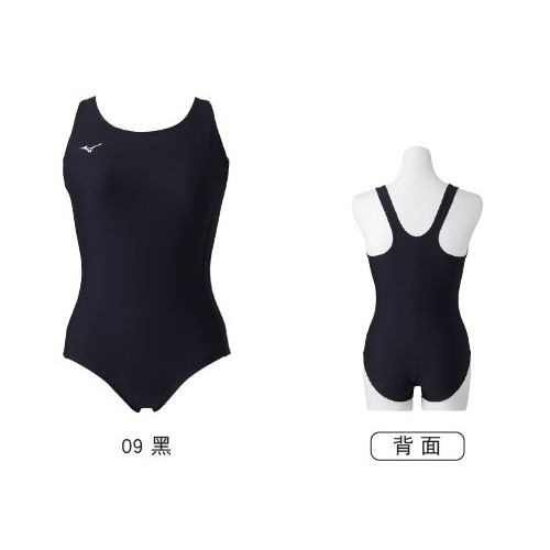 MIZUNO SWIM BASIC素色 練習型連身泳衣 低叉泳裝 附罩杯 N2MA1C0109 黑【iSport商城】