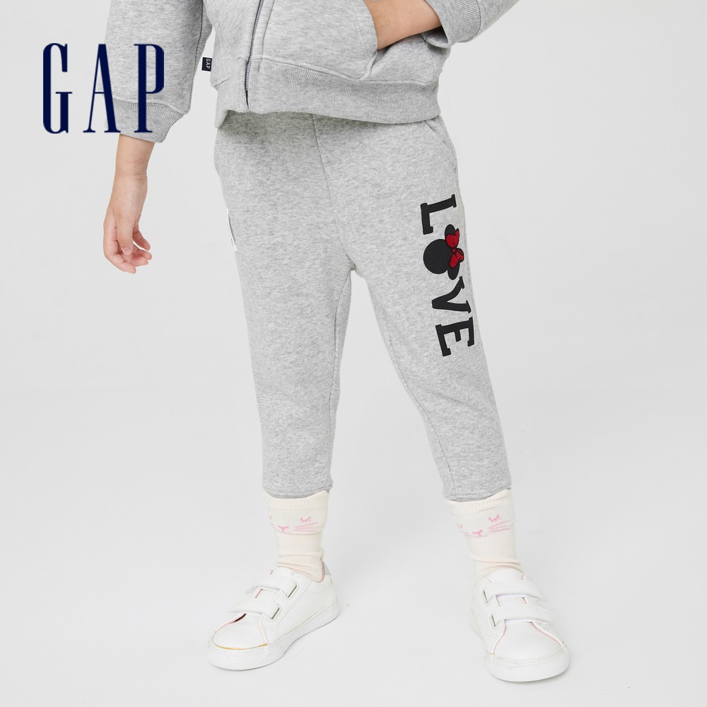 Gap 女幼童裝 Gap x Disney迪士尼聯名 印花刷毛棉褲-灰色(731998)