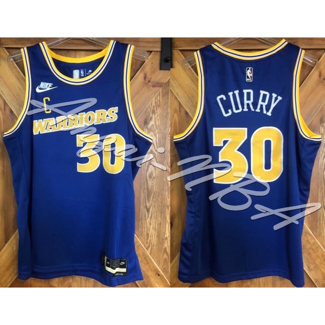 Anzai-NBA球衣 23年 Warriors 金州勇士隊 CURRY 復古藍色 獨家密繡標 熱壓球迷版球衣-全隊都有