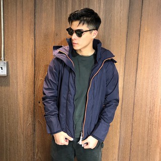 美國百分百【Superdry】極度乾燥 Arctic 風衣 連帽 防風外套 夾克 刷毛 男 深藍/橘色 J950