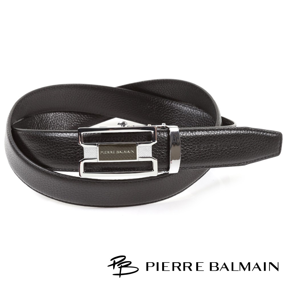 【PB皮爾帕門】時尚經典紳士頭層牛皮自動扣皮帶A57P70802F黑色
