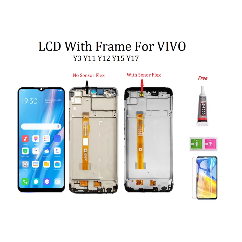 帶框總成適用於 Vivo Y17 Y3 Y11 Y12 Y15 U3X U10  螢幕總成 液晶螢幕 玻璃觸控面板