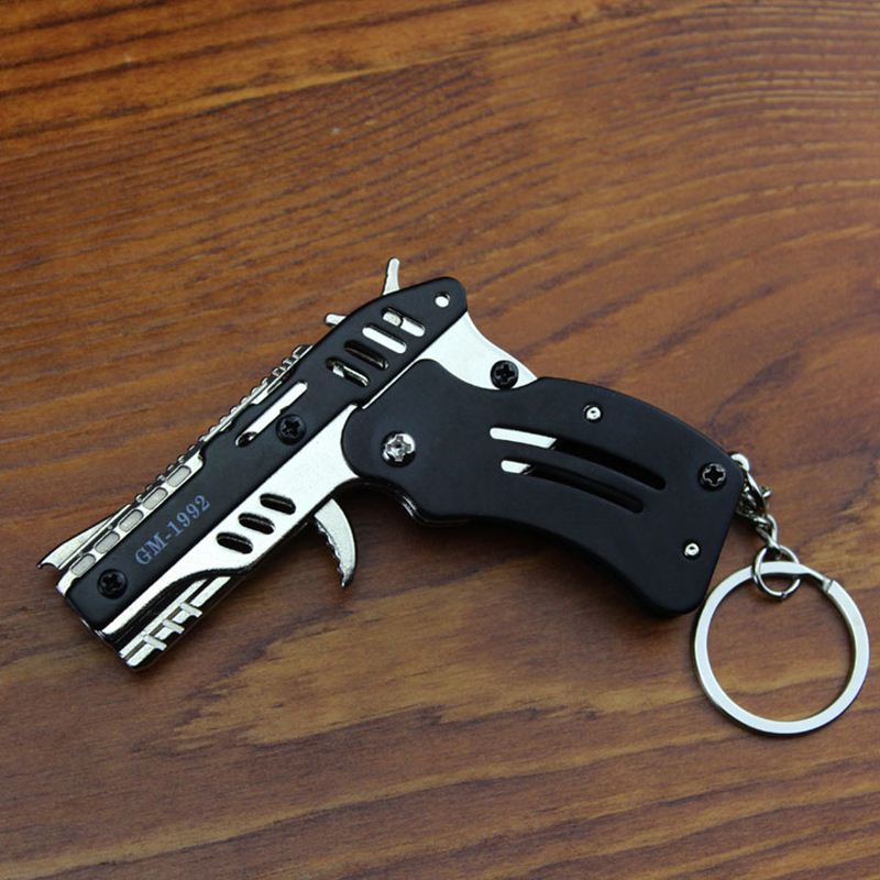 ♠橡皮筋槍連發威力超大金屬可折疊打皮筋兒的手槍發射器玩具軟彈槍5314