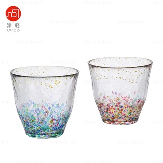 玻璃杯 日本製 現貨【津輕】石塚硝子 夏日祭典花火 氷華玻璃對杯組 玻璃對杯 ADERIA 金彩對杯