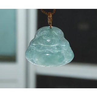緬甸天然冰果綠翡翠彌勒墜18k金小吊墜飾品！