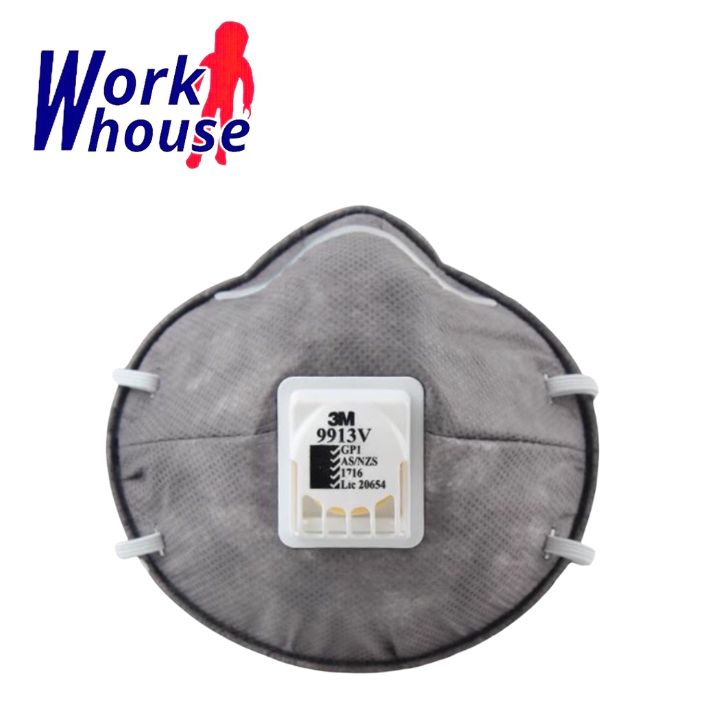 【Work house】3M 9913V 工業防塵活性碳口罩 10個/盒 9913V P1等級帶閥型