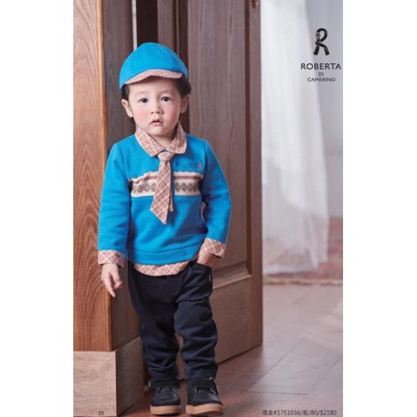 Roberta 諾貝達 男童 周歲禮盒 領帶套裝 3件組-秋冬80cm