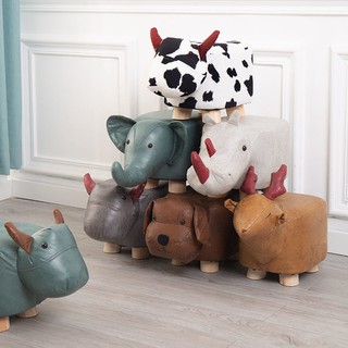 ✪創意↘兒童矮凳✪儿童动物换鞋凳可爱卡通小牛矮凳子家用小板凳实木客厅大象凳创意