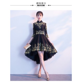 晚禮服裙女2018新款宴會韓版名媛派對小禮服聚會年會黑色顯瘦學生 X0524