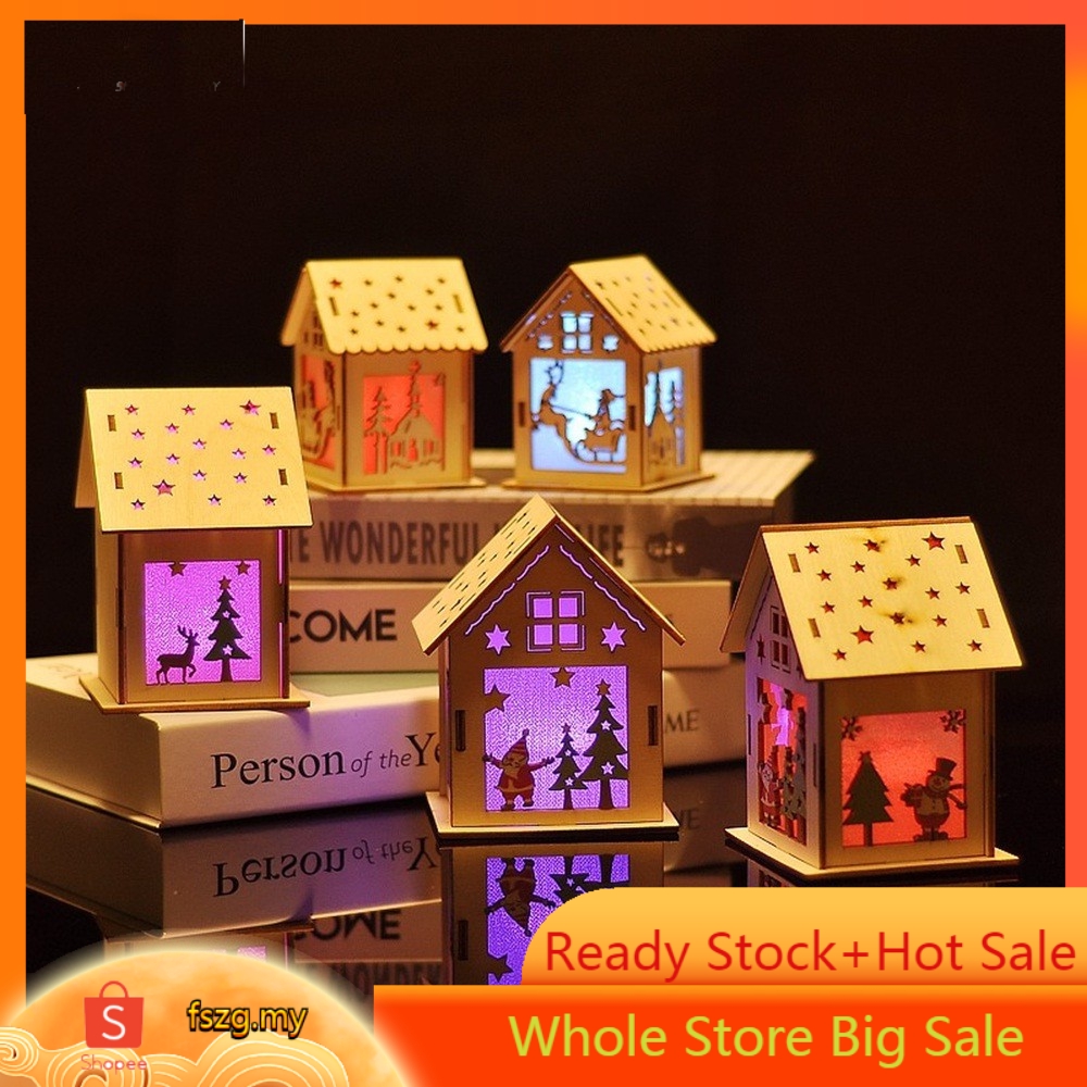 Led燈木房子聖誕樹懸掛懸吊擺件diy節日裝飾 蝦皮購物