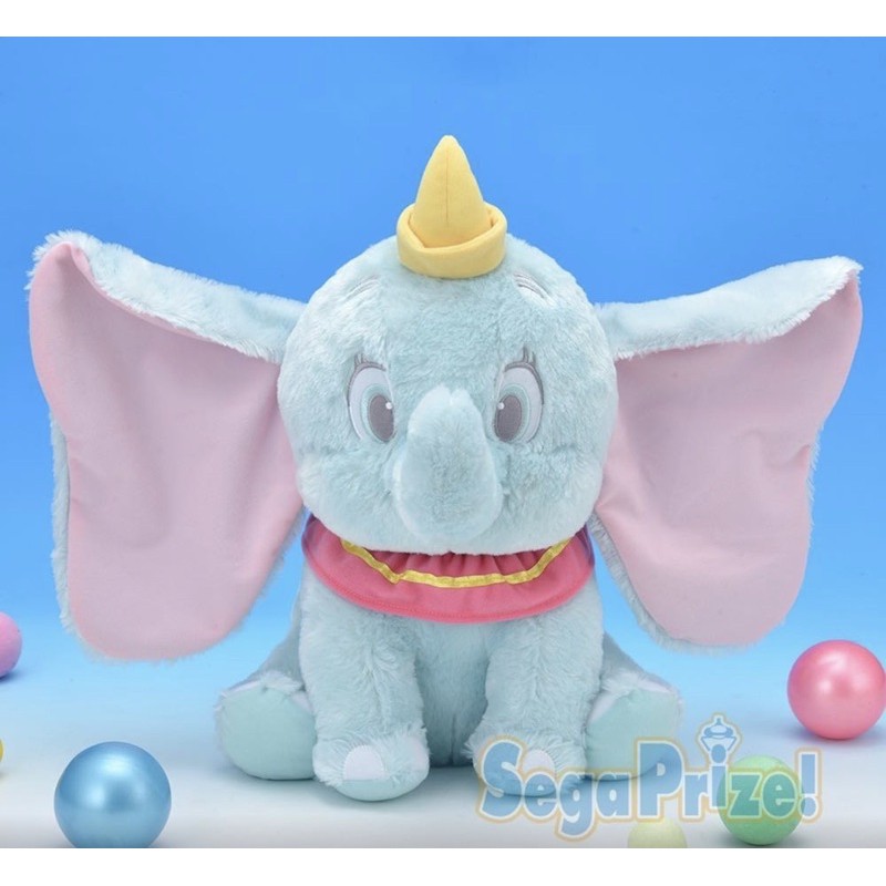 全新 日本 正版 迪士尼 小飛象 長絨毛 Dumbo 粉嫩 娃娃 布偶 SEGA 景品 情人節禮物 生日禮物