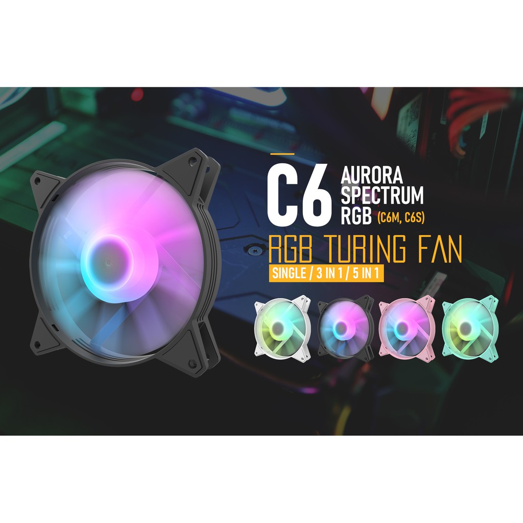darkFlash C6 A-RGB 支援主板同步 電腦散熱風扇 黑色/白色/粉色/薄荷綠機殼風扇 燈光 FAN