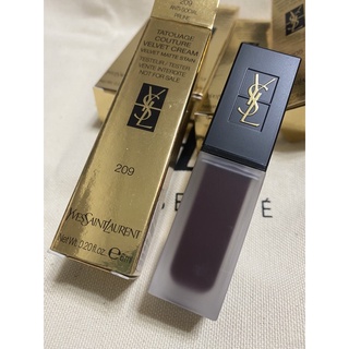 💡2022/12色號209 YSL 聖羅蘭 Tatouage Couture 時尚印記雪絨唇釉 黑蓋絲絨啞光唇釉6ml