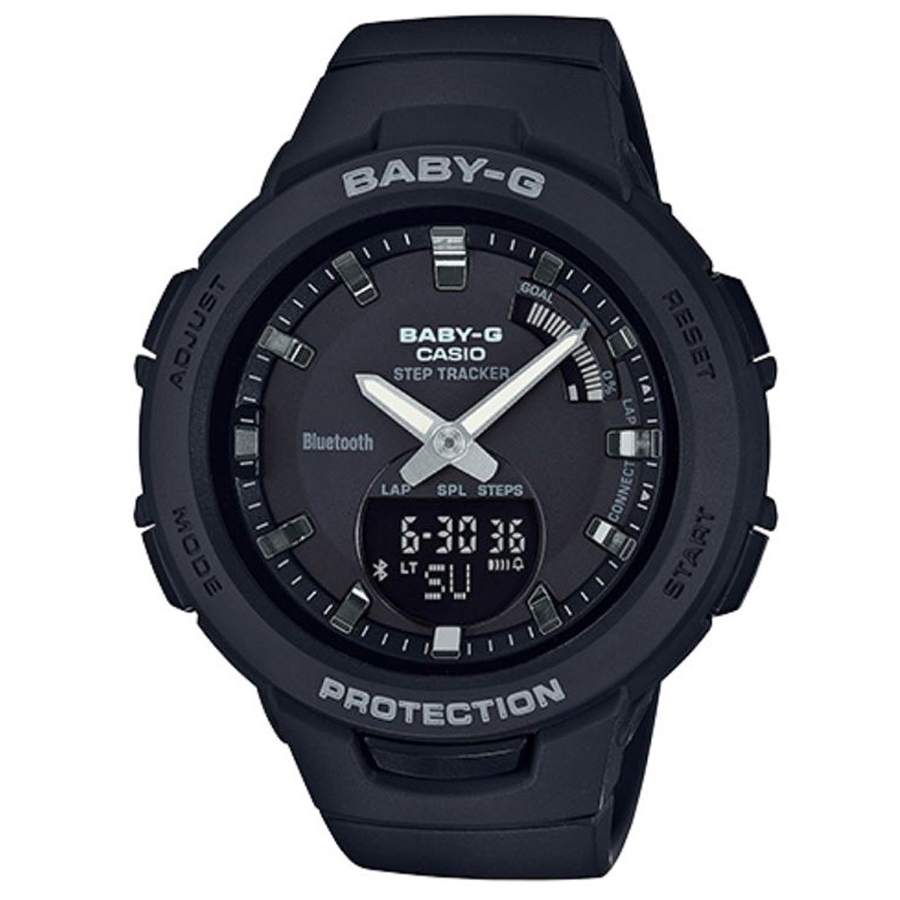 【CASIO】BABY-G 可愛藍芽計步運動雙顯錶-黑(BSA-B100-1A)正版宏崑公司貨