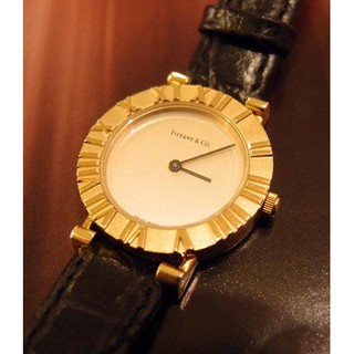 ☆ CLASSY ☆ 專櫃正品 Tiffany & Co. 18K金ATLAS 皮帶 經典女錶