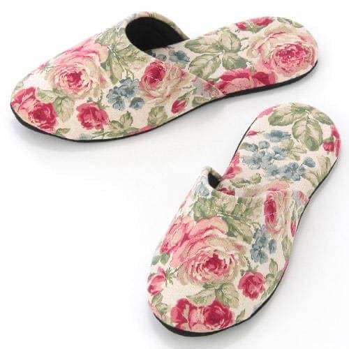 日本空運 浪漫優雅玫瑰 防滑 室內拖鞋-日本製