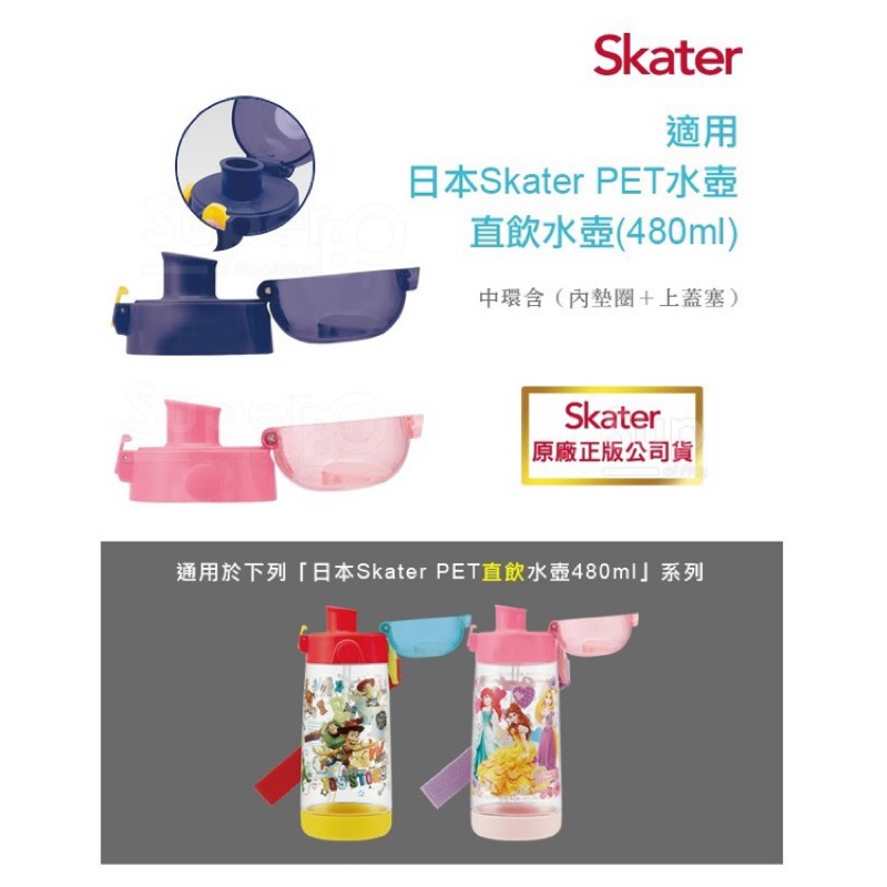 日本 Skater PET 吸管冷水壺 480ml 替換直飲上蓋+墊圈