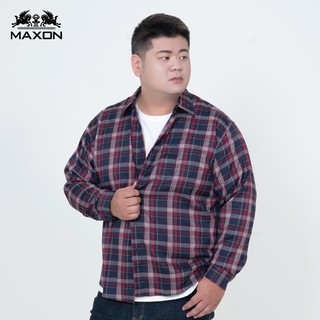 【MAXON大尺碼】紅藍格子薄美式質感長袖襯衫2L~5L 加大尺碼 免運 82389-18