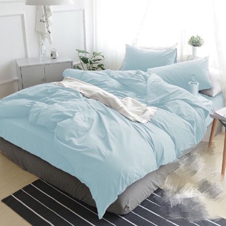 【經典素色-天青藍】MIT台灣製100%精梳棉 單人/雙人/加大/特大 被套床包枕套系列可訂做特殊尺寸