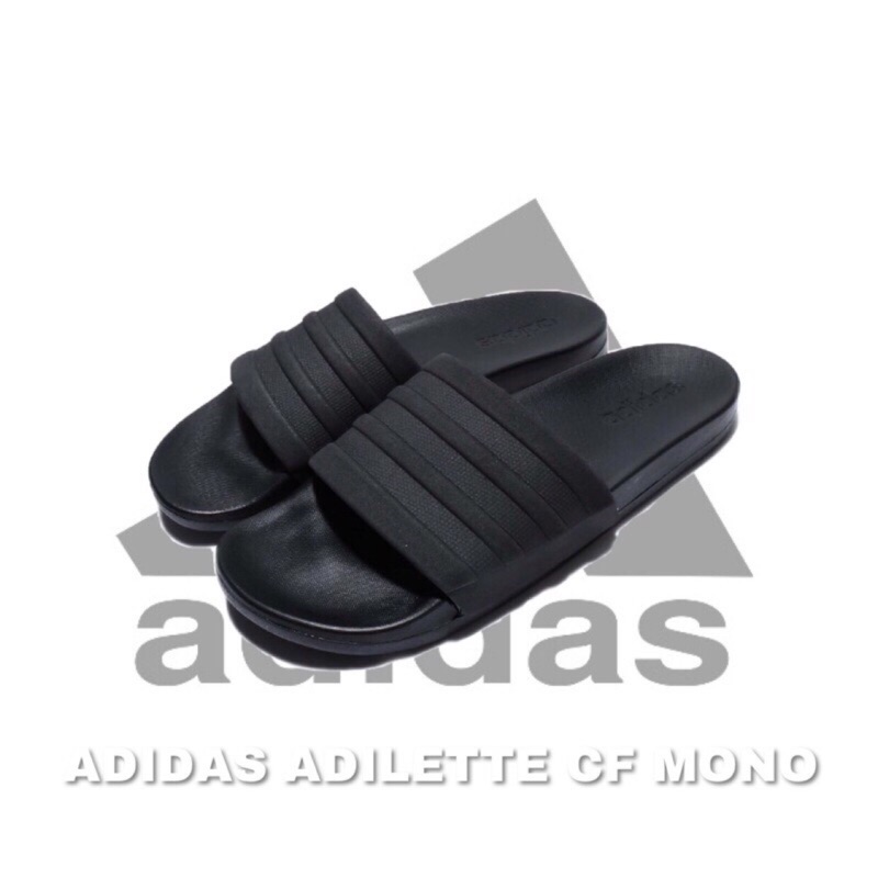 Adidas ADILETTE CF MONO 愛迪達拖鞋 吊牌已拆僅試穿，us10 黑色軟底 s82137