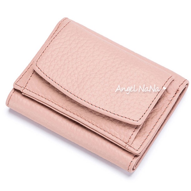 【AngelNaNa】真皮短夾-迷你簡約頭層牛皮RFID防盜刷女皮夾零錢包(SMA0351)
