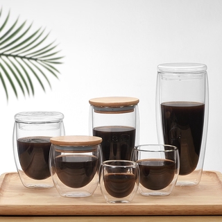 雙層玻璃杯 耐熱咖啡杯 大容量透明玻璃杯 玻璃馬克杯 隔熱玻璃杯