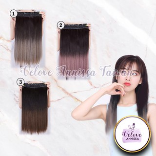Hair Clip Klip Rambut Palsu WIG Lurus Panjang Dua Warna