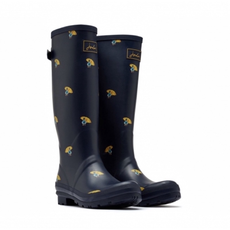 Miolla 英國品牌Joules 深藍底色鴨鴨拿傘高筒雨鞋/雨靴