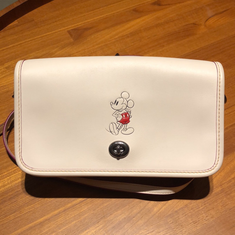 （Miley下單）Coach X Disney 真品 聯名款 白色米奇 肩背/斜背包