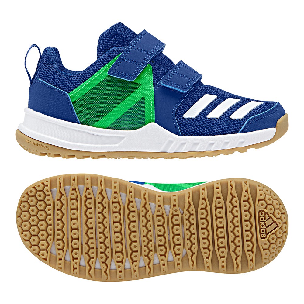adidas 愛迪達FORTAGYM CF K 童鞋AH2562 藍螢光綠魔鬼氈透氣運動慢跑鞋| 蝦皮購物