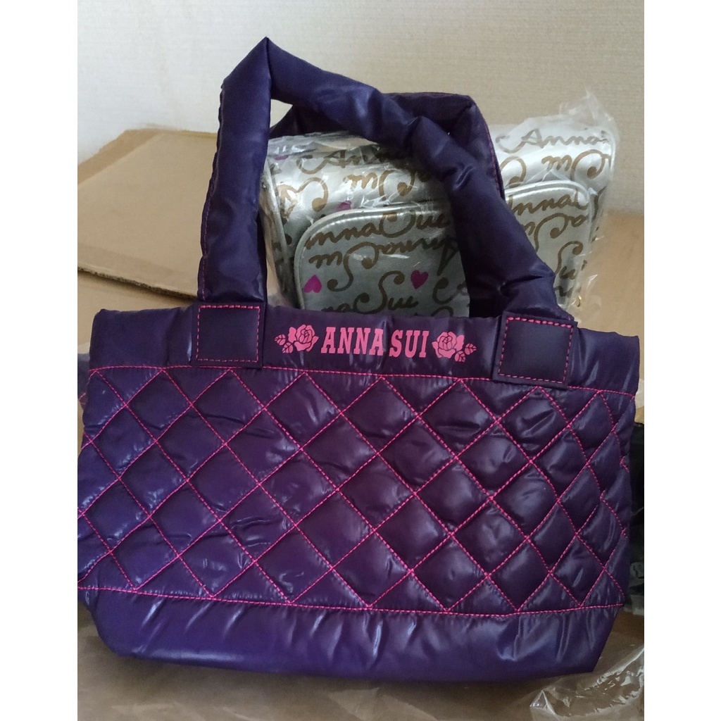 【ANNA SUI 安娜蘇】 紫色空氣包/手提袋