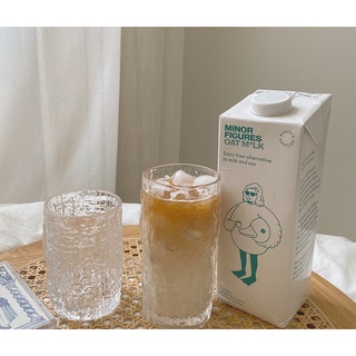 ins韓風復古錘目紋紋玻璃杯 高階不規則水杯牛奶早餐洋酒杯咖啡杯 冷飲果汁 拿鐵杯