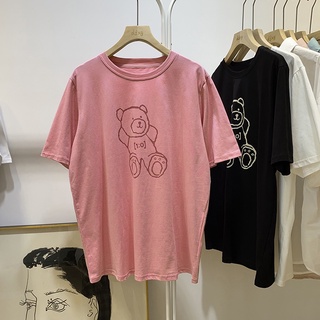 【🍒櫻桃大尺碼】大尺碼純棉寬鬆夏季卡通印花短袖T恤上衣