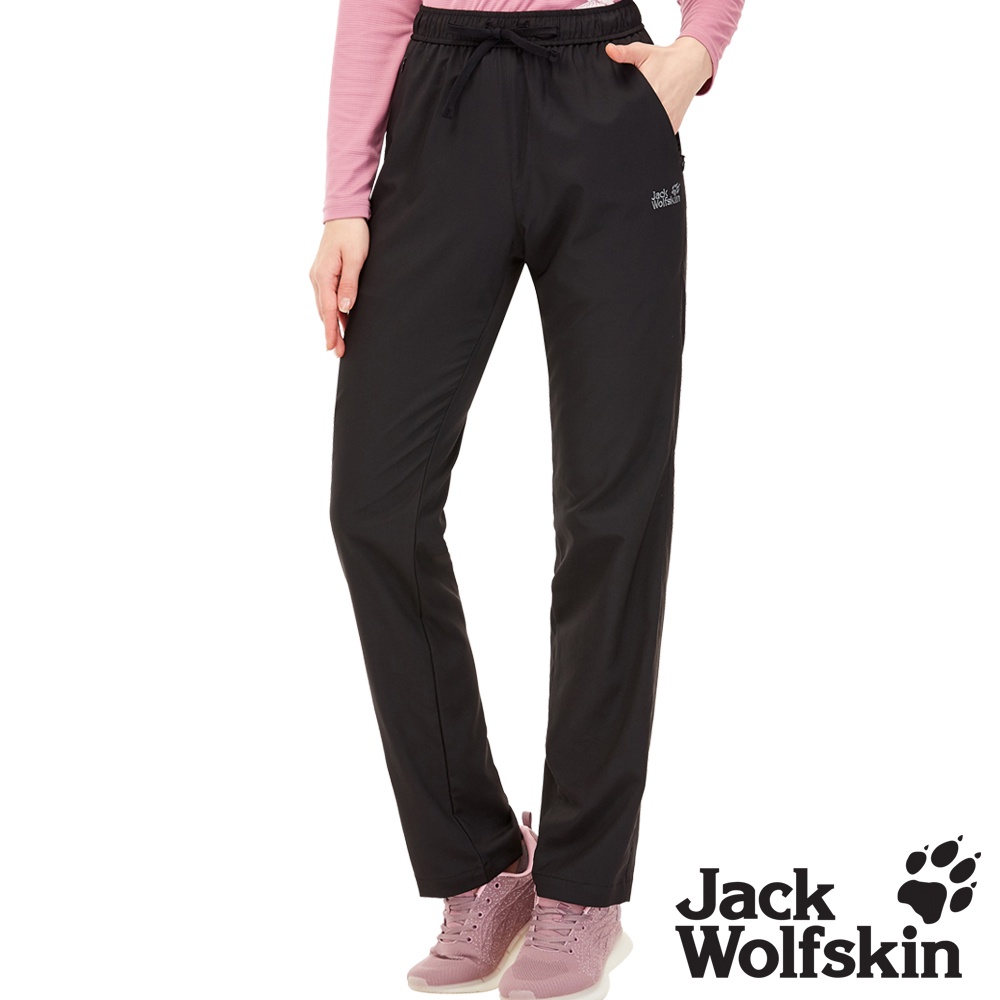 【Jack wolfskin 飛狼】女 鬆緊設計涼感休閒長褲 登山褲『黑』