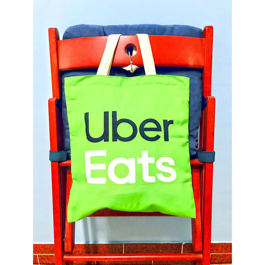 快速出貨 UberEats 35cm 附拉鍊 大帆布袋 手提袋(綠色款)
