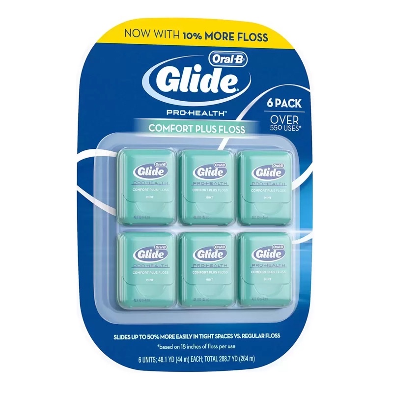 Glide 清潔舒適 牙線 薄荷口味 44m/入（分購 3入/ 6入組）牙線更柔軟 不易斷裂  天然微蠟塗層 好市多