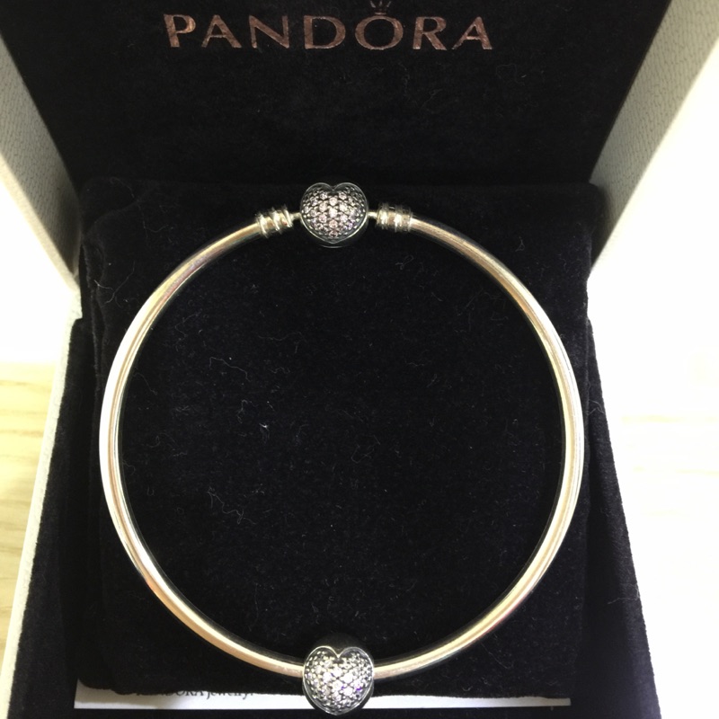 Pandora雙❤️心硬環💯正品19吋💯925純銀製造