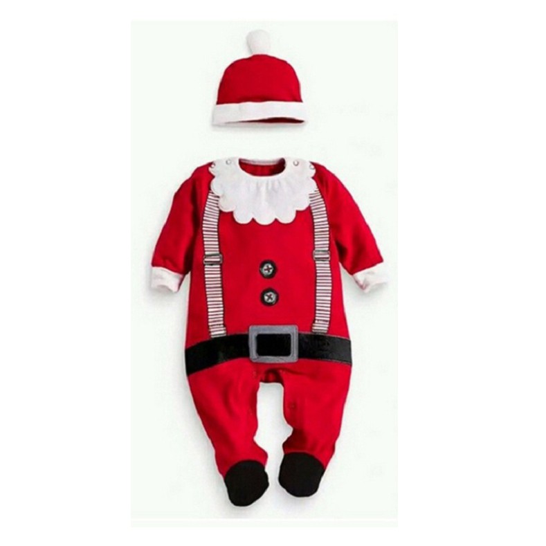新生兒 寶寶 聖誕老人包腳長袖連身衣+聖誕帽 包腳衣 聖誕節 耶誕節 橘魔法 童裝【p0061219415508】