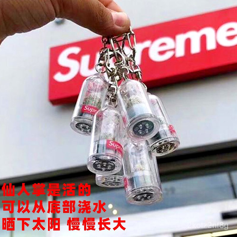 【工廠直銷~】現貨潮牌supreme 18ss仙人掌鑰匙扣可澆水創意汽車包掛件禮物配件掛飾