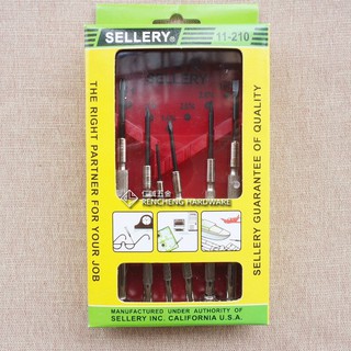 「仁誠五金」舍樂力 SELLERY 6pcs 精密起子組 11-210 鐵柄 高碳鋼 一字起子 十字起子 鐘錶起子 6支