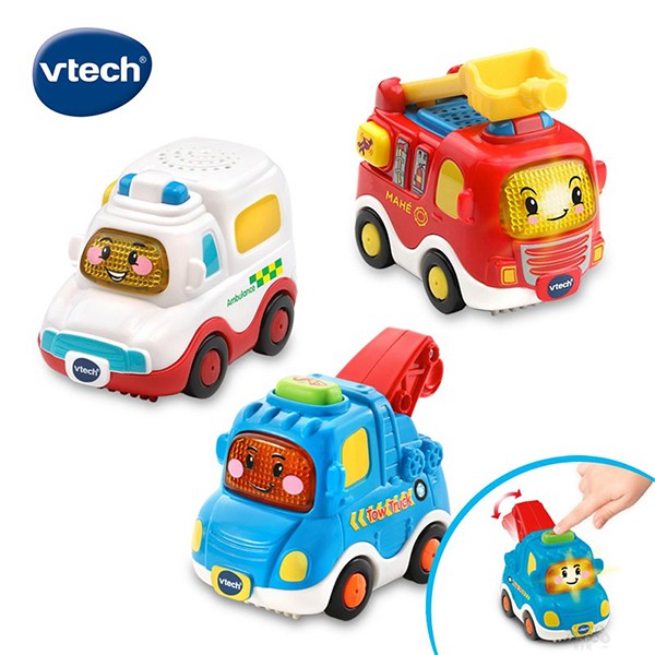 Vtech 嘟嘟聲光互動車-緊急救援組 / 玩具車 / 嘟嘟車 / 救護車 / 消防車 / 吊車