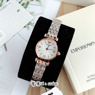 Armani 阿曼尼手錶 玫瑰金簡約小巧錶盤不鏽鋼鏈女生腕錶 間金錶帶石英防水手錶 時尚百搭手錶 情人節禮物AR1689