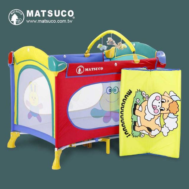 瑪芝可豪華版收折式拱型嬰兒床/遊戲床(附蚊帳、拉環、玩具架、床墊、收納袋)