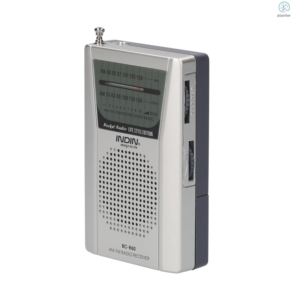 INDIN BC-R60 便攜迷你式老人用多功能AM FM收音機播放器出貨不帶電池